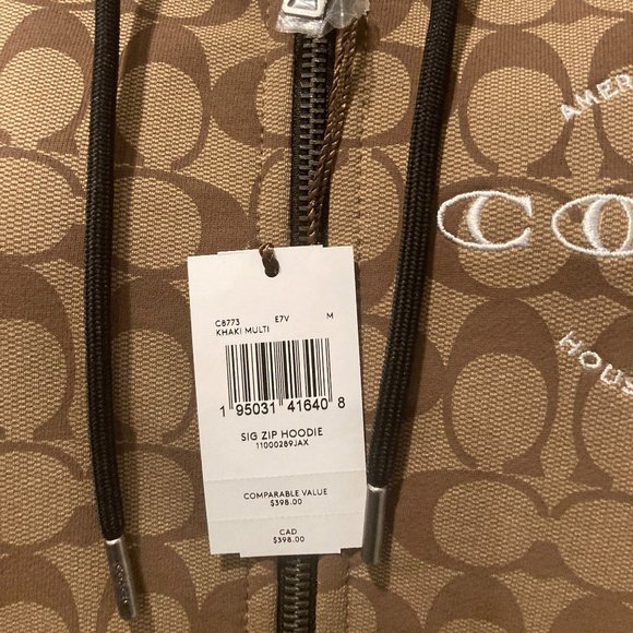 Coach Signature Zip Hoodie Womens Khaki/Multi Sz Medium New With Tag Make offer - Picture 3 of 5